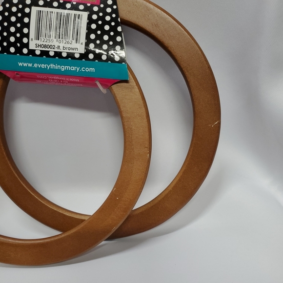 Everything Mary, Round Wood Purse Making Handbag Handles Light Brown - Picture 3 of 5